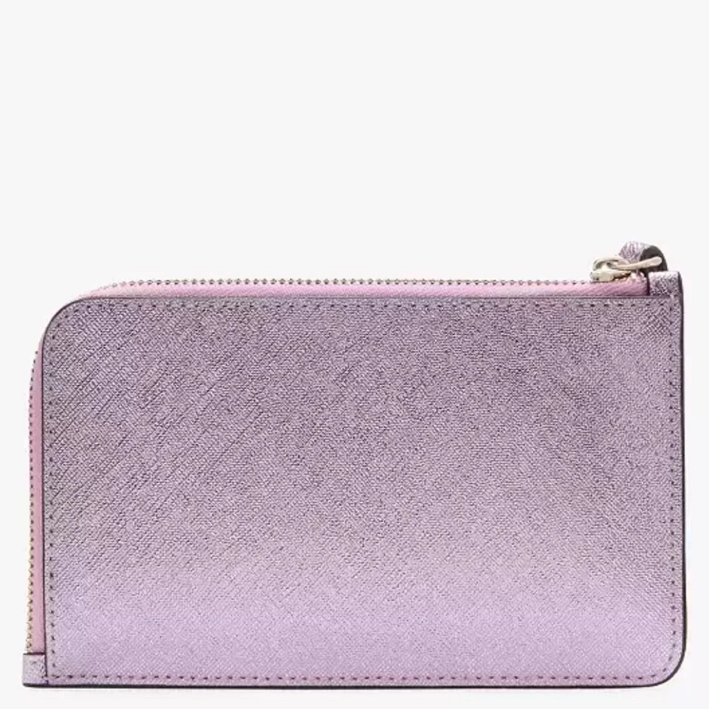 Kate Spade Lucy Metallic Small L-zip Wristlet Quartz Pink